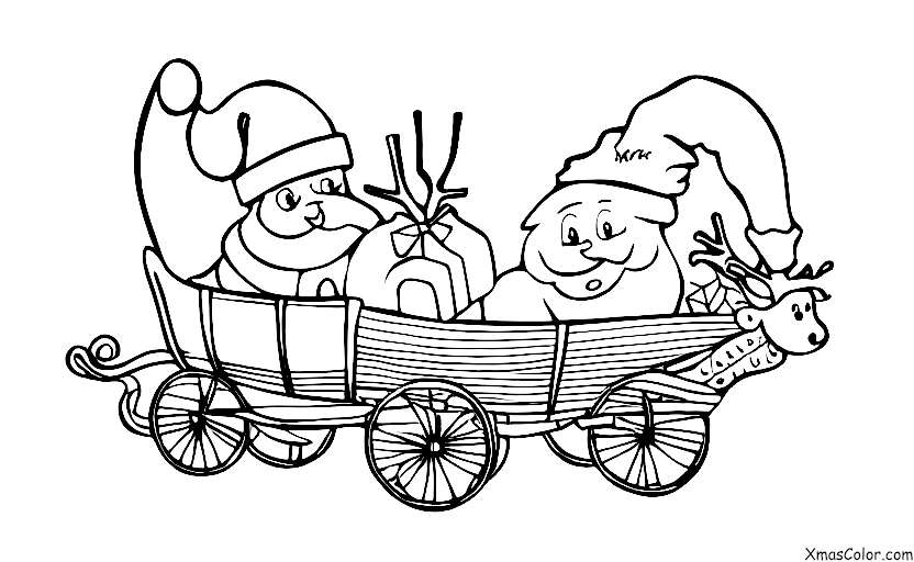 Noël / Noël à la ferme: Père Noël dans son traîneau