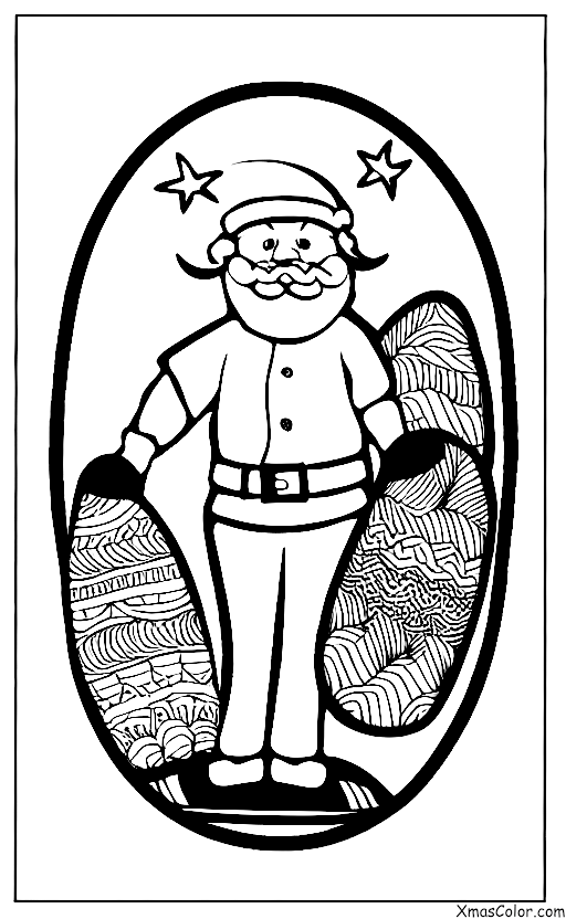 Noël / Noël à la plage: Papa Noël sur une planche de surf