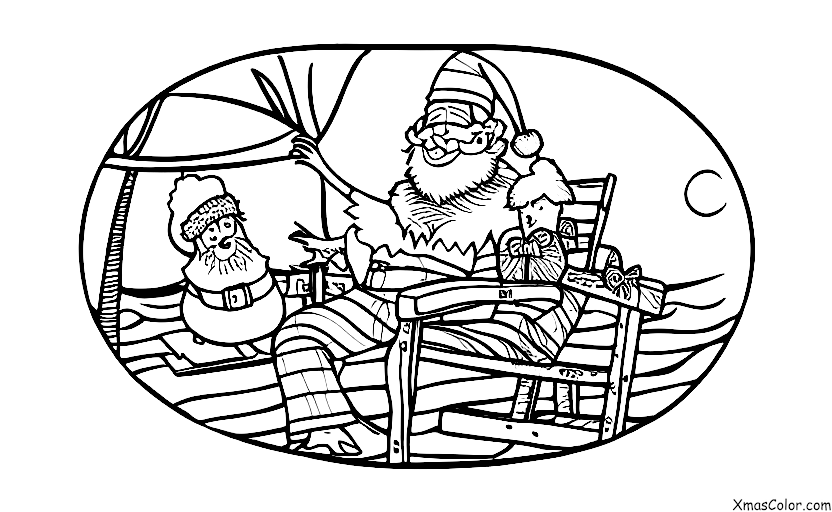 Noël / Noël à la plage: Père Noël en chemise hawaiienne