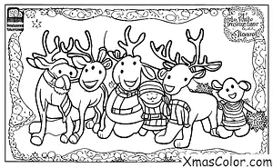 Noël / Noël au Pôle Nord: Le renne jouant dans la neige