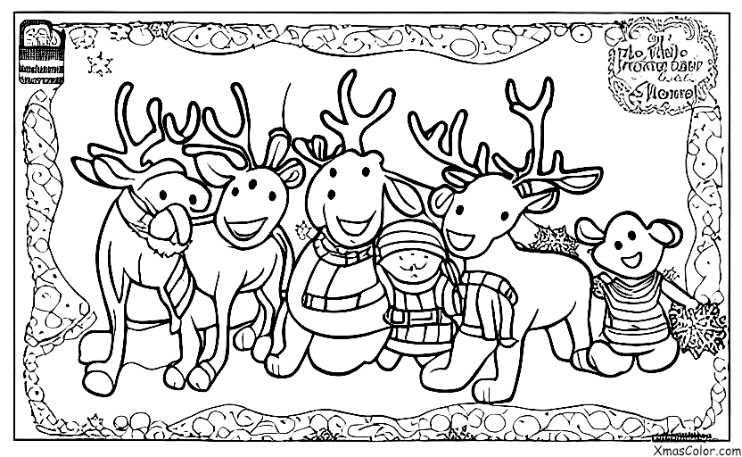 Noël / Noël au Pôle Nord: Le renne jouant dans la neige