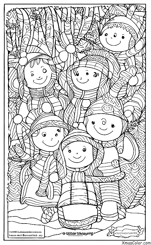 Noël / Noël au Pôle Nord: Les elfes jouant dans la neige