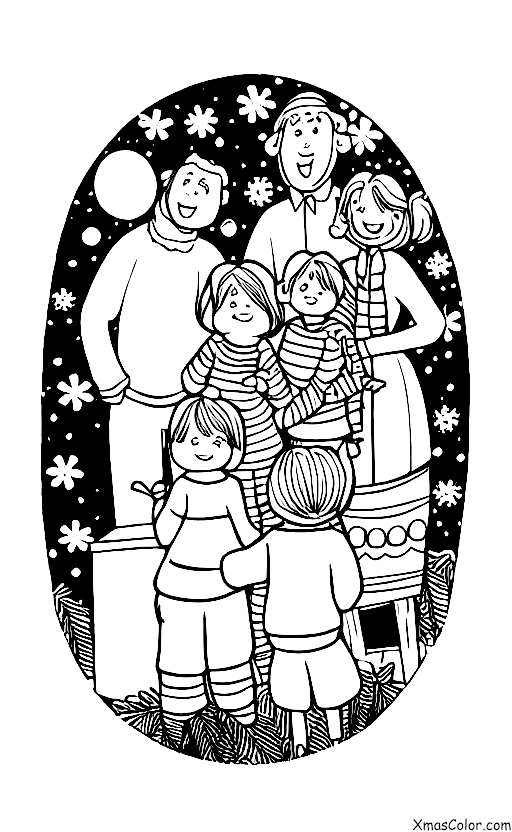 Noël / Noël au présent: La famille est rassemblée autour du sapin de Noël, ouvrant les cadeaux