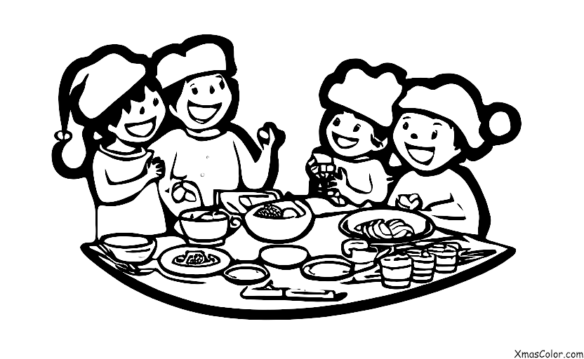 Noël / Noël aux États-Unis: Une famille prépare le dîner de Noël ensemble