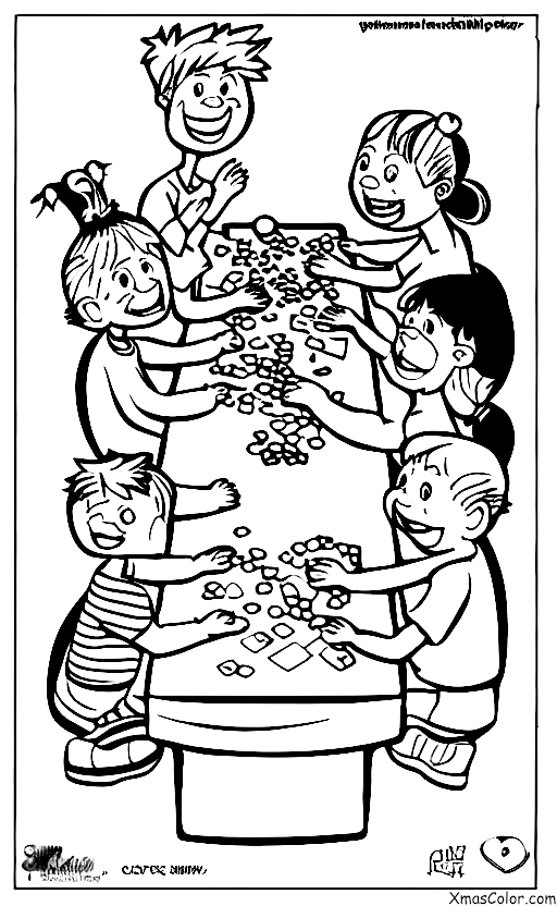 Noël / Noël aux États-Unis: Une famille qui joue ensemble aux jeux