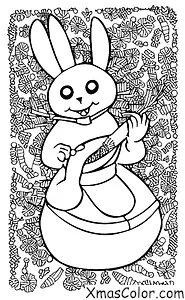 Noël / Noël avec des animaux: Un lapin mange une carotte