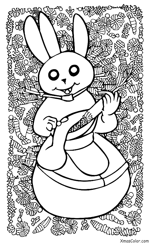 Noël / Noël avec des animaux: Un lapin mange une carotte
