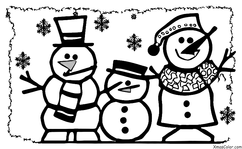 Noël / Noël avec des animaux: Un oiseau perché sur un bonhomme de neige