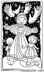 Noël / Noël Blanc: Scene de Noël blanc avec un ange de neige