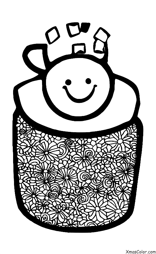 Noël / Noël Blanc: Scène de Noël blanc avec un chocolat chaud