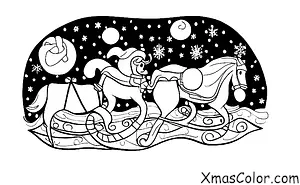 Noël / Noël Blanc: Scene de Noël blanc avec une balade en traîneau