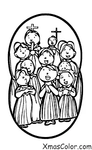 Noël / Noël Blanc: Scène de Noël blanche avec un choeur