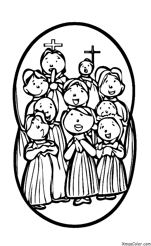 Noël / Noël Blanc: Scène de Noël blanche avec un choeur