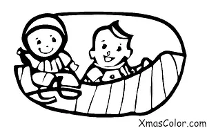 Noël / Noël Blanc: Un enfant qui descend une colline en toboggan