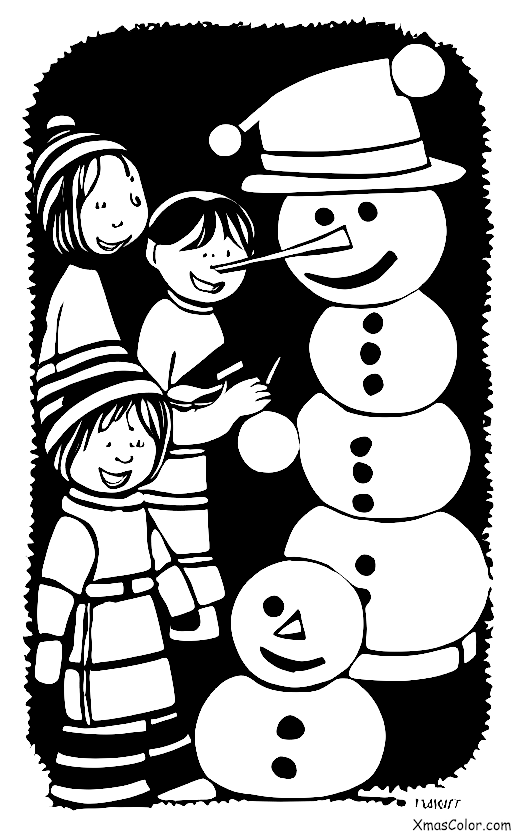 Noël / Noël Blanc: Une famille qui fait un bonhomme de neige