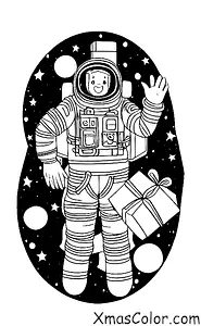 Noël / Noël dans l'espace: Père Noël dans une combinaison spatiale