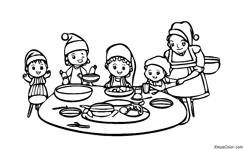 Noël / Noël dans la banlieue: Une famille cuisinant un grand dîner de Noël ensemble