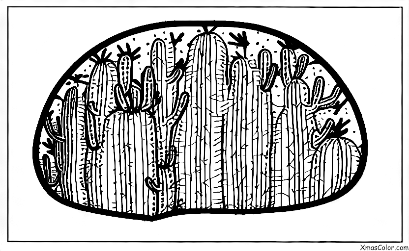 Noël / Noël dans le désert: Un cactus saguaro orné d'un ruban rouge et de lumières