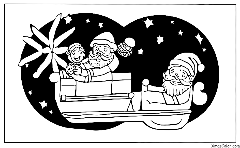 Noël / Noël dans le désert: Un chameau offrant un tour à Santa à travers le désert