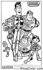 Noël / Noël de Pixar: Page à colorier «Toy Story»