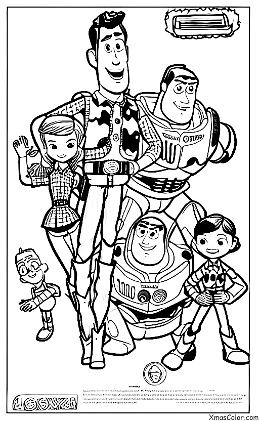 Noël / Noël de Pixar: Page à colorier «Toy Story»