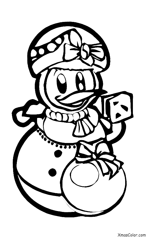 Noël / Noël Disney: Daisy Canard faisant un bonhomme de neige