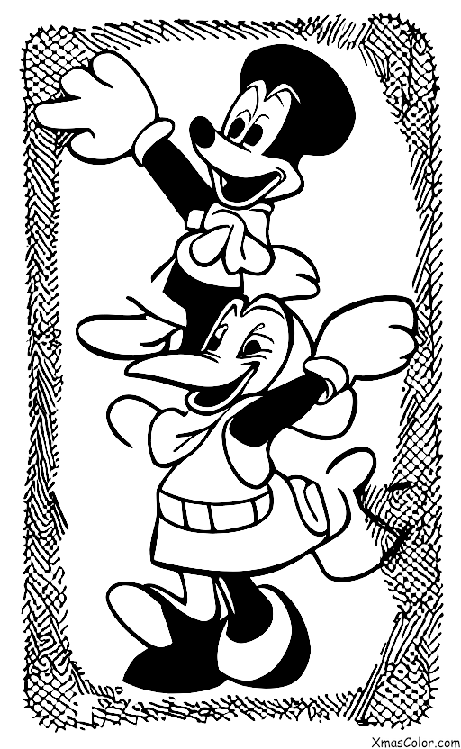 Noël / Noël Disney: Donald patineur sur le bassin gelé
