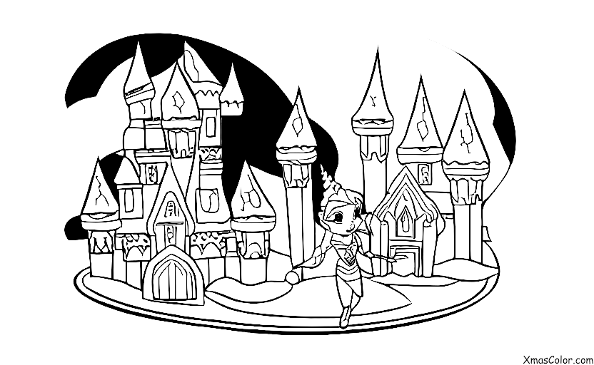 Noël / Noël Disney: Elsa construit un château de neige