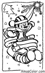 Noël / Noël Disney: Goofy glissant dans une colline