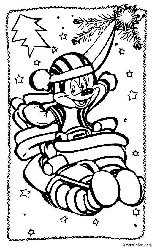 Noël / Noël Disney: Goofy glissant dans une colline