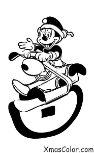 Noël / Noël Disney: Goofy glissant une colline sur un traîneau