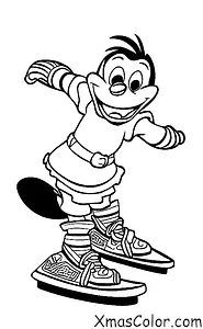 Noël / Noël Disney: Goofy patiner sur un étang gelé
