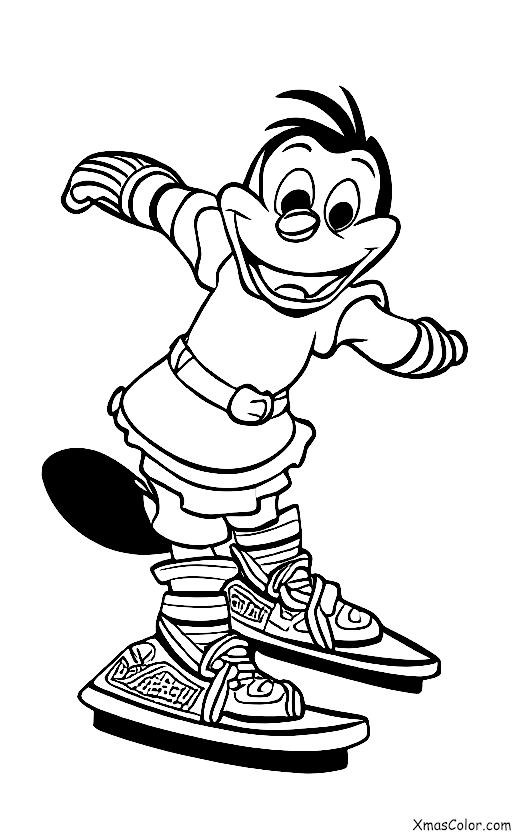 Noël / Noël Disney: Goofy patiner sur un étang gelé