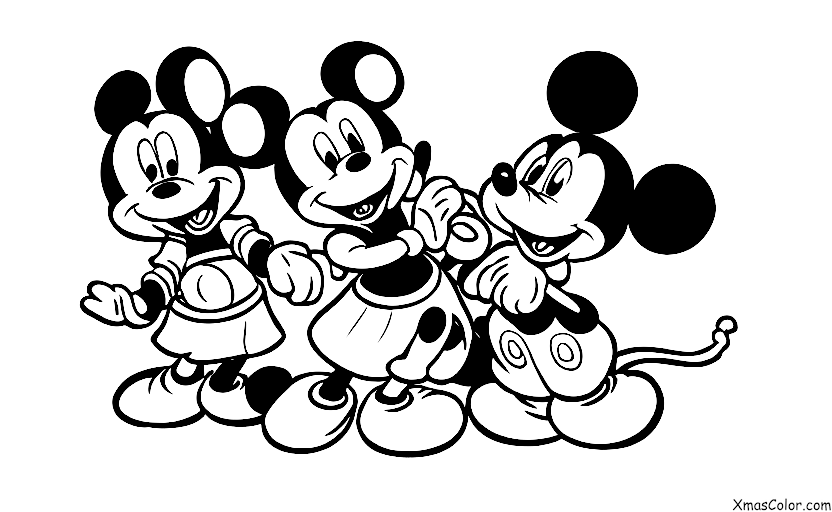Noël / Noël Disney: Mickey et Minnie en train de décorer le sapin de Noël
