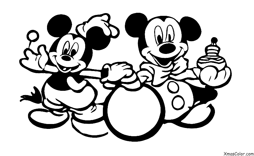 Noël / Noël Disney: Mickey Mouse construction d'un bonhomme de neige