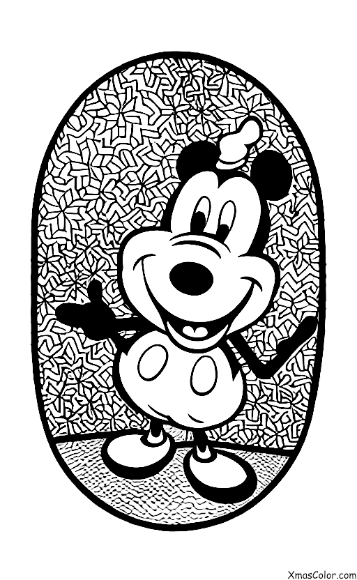 Noël / Noël Disney: Mickey Mouse en train de rôtir des châtaignes sur un feu ouvert