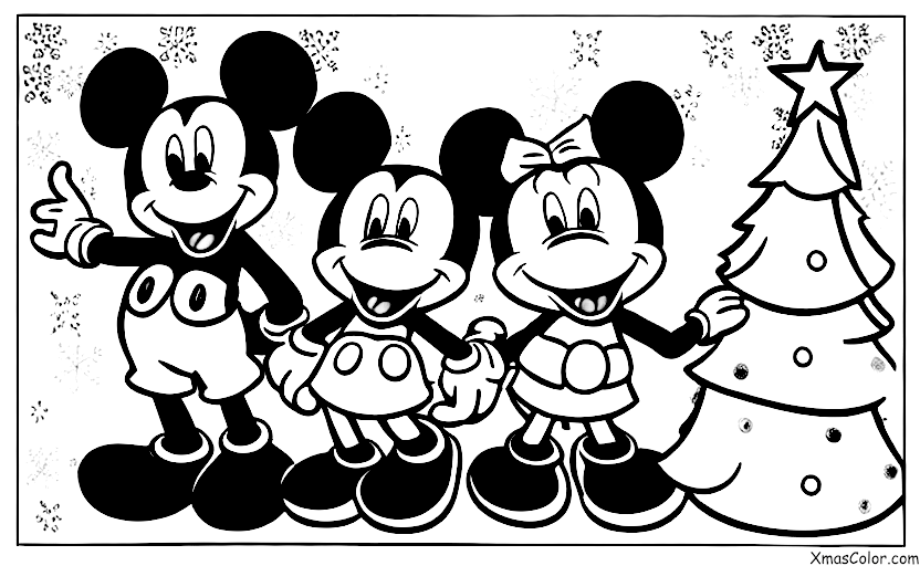 Noël / Noël Disney: Mickey Mouse et Minnie Mouse décorent le sapin de Noël