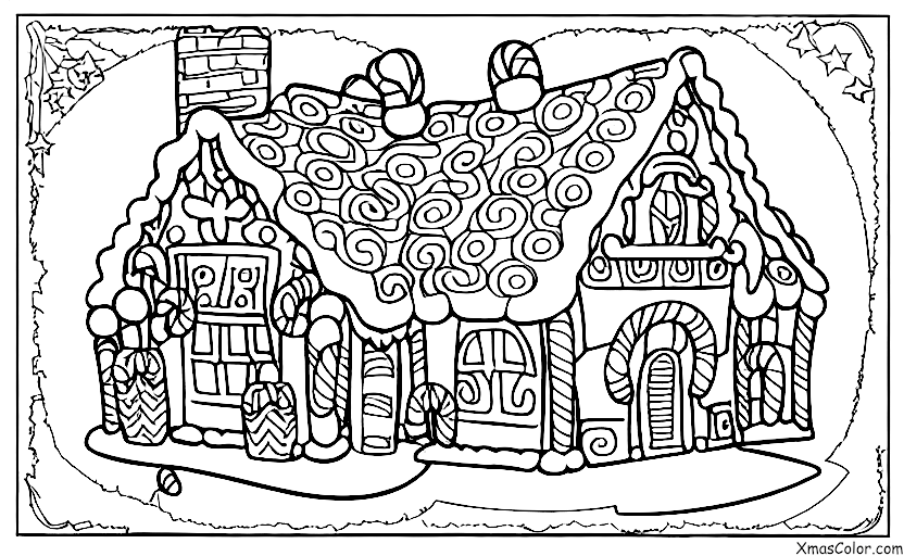 Noël / Noël Disney: Tous les personnages Disney construisant une grande maison de pain d'épices