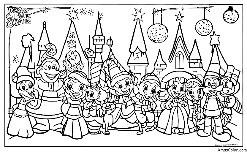 Noël / Noël Disney: Tous les personnages Disney décorant l'arbre de Noël à Disneyland