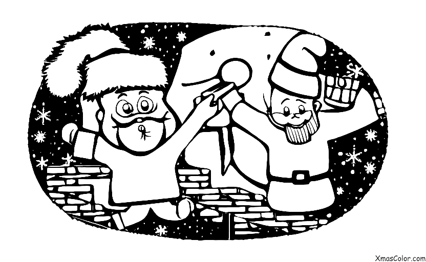 Noël / Noël Drôle: Père Noël bloqué dans une cheminée