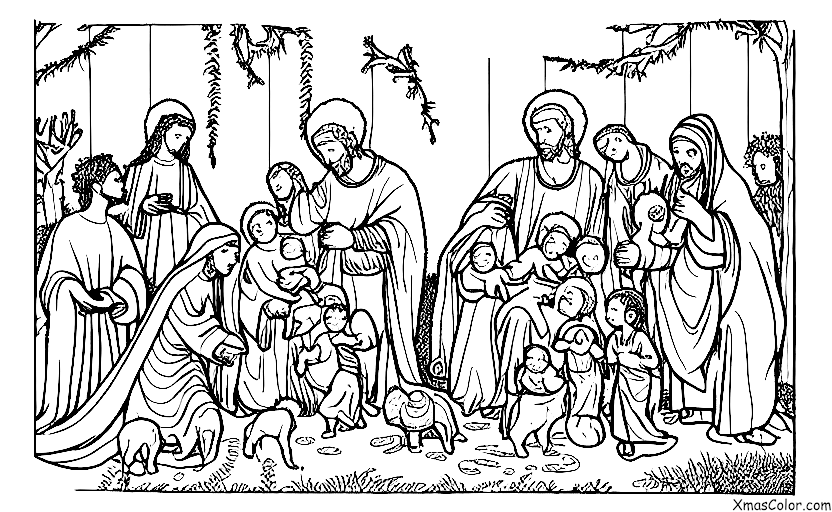 Noël / Noël en Afrique: Une crèche avec Marie, Joseph et l'enfant Jésus