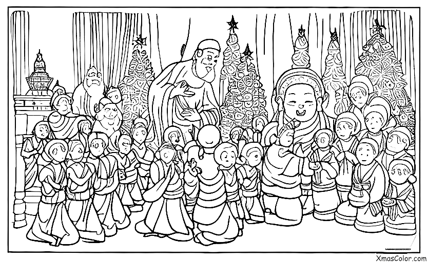 Noël / Noël en Asie: Santa dans un temple