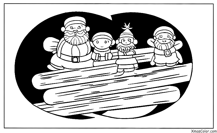 Noël / Noël en Asie: Santa sur une échelle de bambou