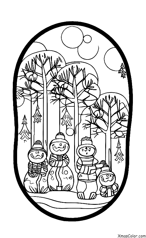 Noël / Noël en montagne: Une famille d'écureuils appréciant le paysage hivernal