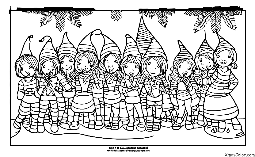 Noël / Noël fou: Un groupe d'elfes