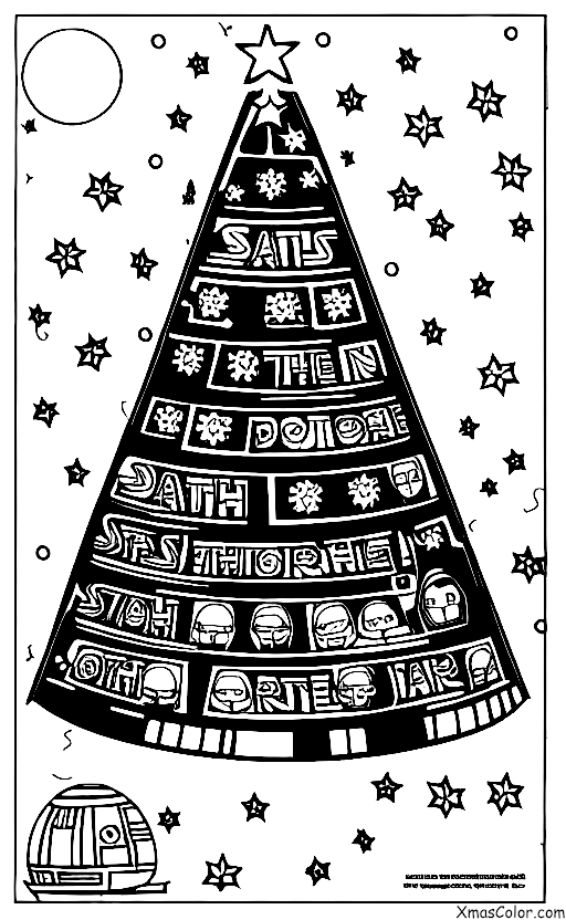 Noël / Noël geek: Un sapin de Noël orné d'ornements et de lumières Star Wars
