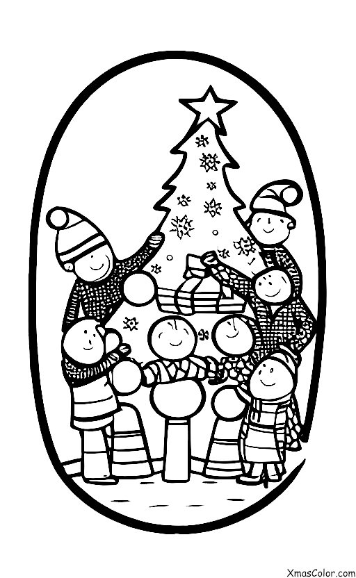 Noël / Noël inhabituel: Un groupe d'amis qui décore un sapin de Noël