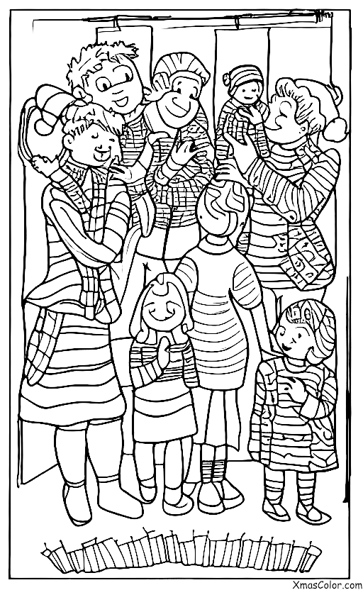Noël / Noël moderne: Une famille attendant un concert de vacances