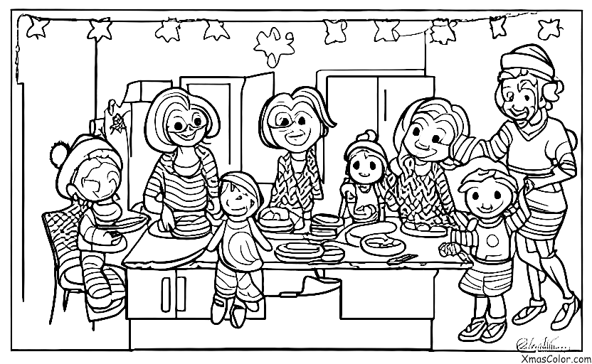 Noël / Noël moderne: Une famille de cuisson des cookies ensemble