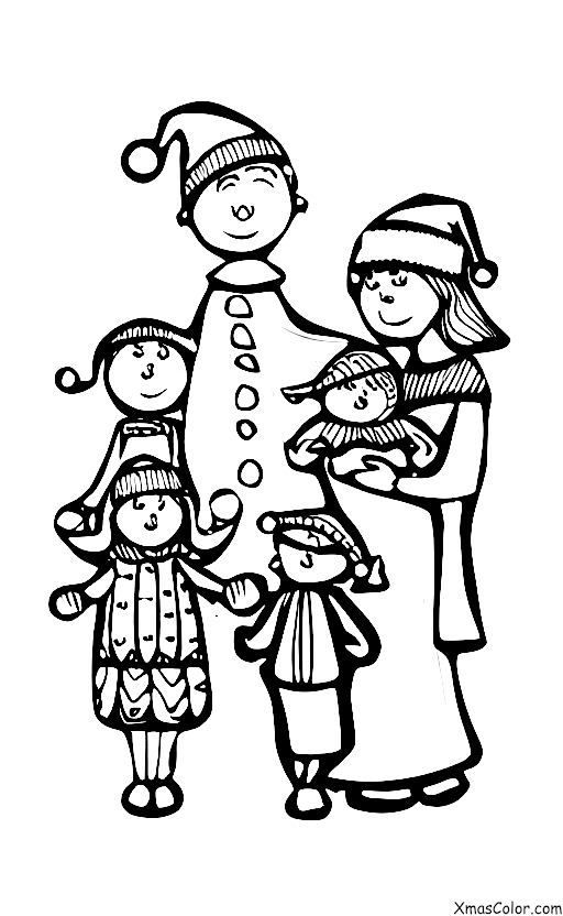 Noël / Noël moderne: Une famille qui chante des chants de Noël